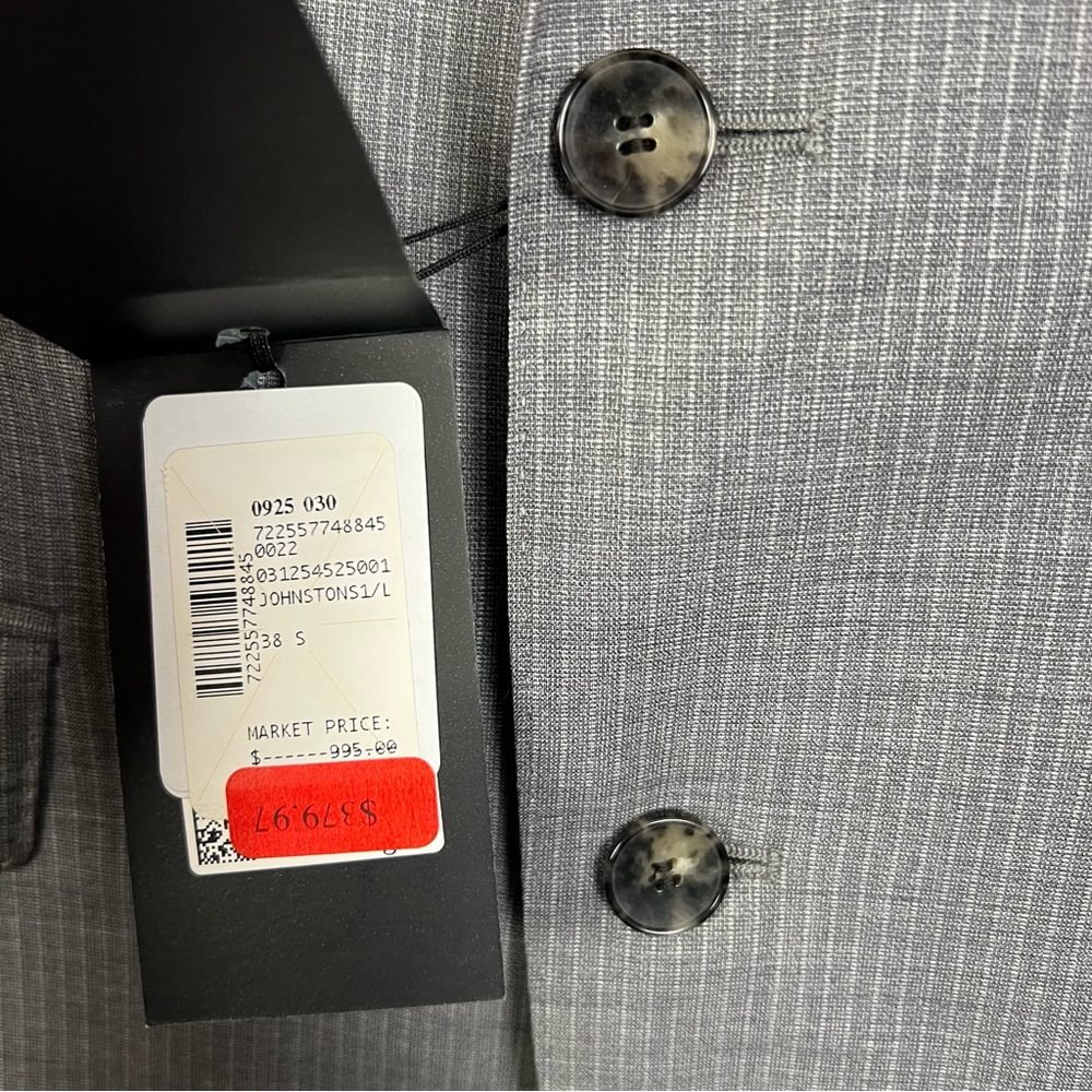 BOSS Hugo Boss James5/Sharp7 Virgin Wool Suit Jacket Grey Striped 38R NWT $379 - Picture 2 of 7